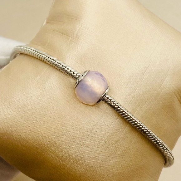 EUC Pandora 791722NOP Sterling Silver Geometric Facets Charm w/ Pink Crystal - Picture 10 of 14